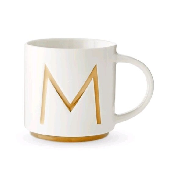 Williams Sonoma Gold Initial "M" - Coffee Mug Monogram - NEW - Picture 1 of 5